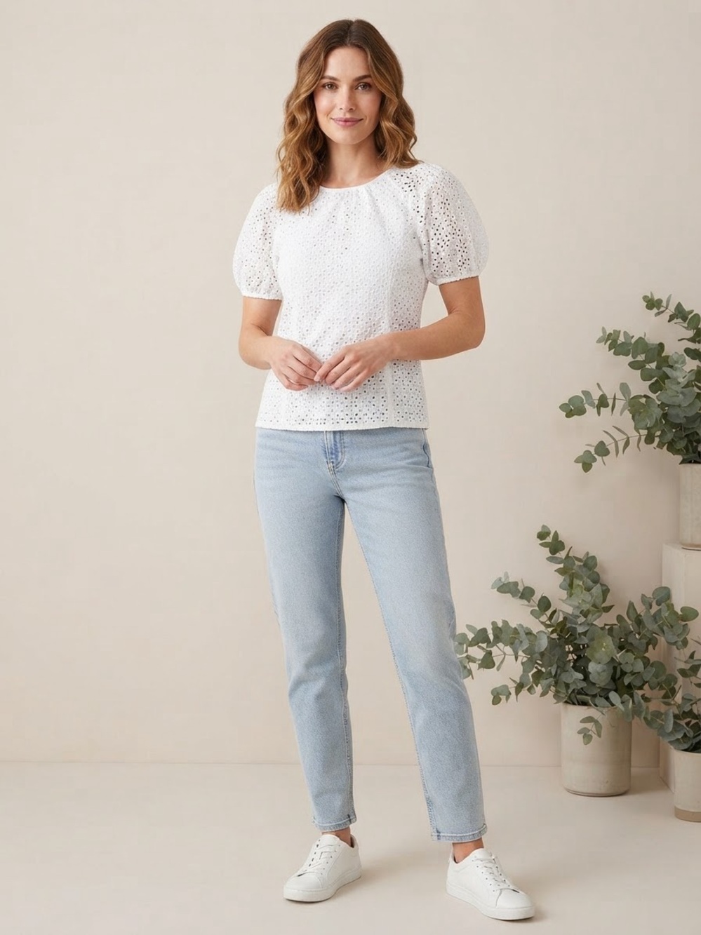 J. Crew Eyelet embroidered short sleeve white top 00